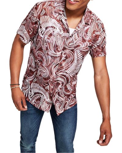 INC Paisley Colla Button-down Shirt - Red