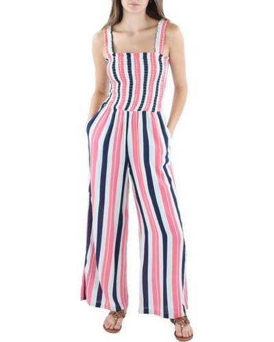 Jessica Simpson Hailey Striped Ruffled Jumpsuit - White