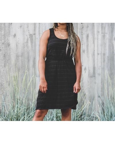 ATM Slub Jersey Stripe Tank Dress - Black