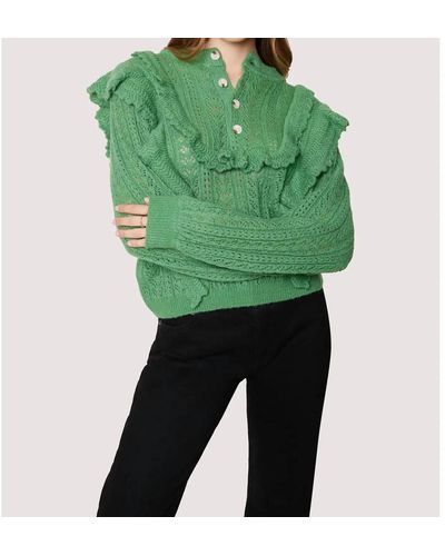 Lost + Wander Maddy Ruffle Polo Top - Green