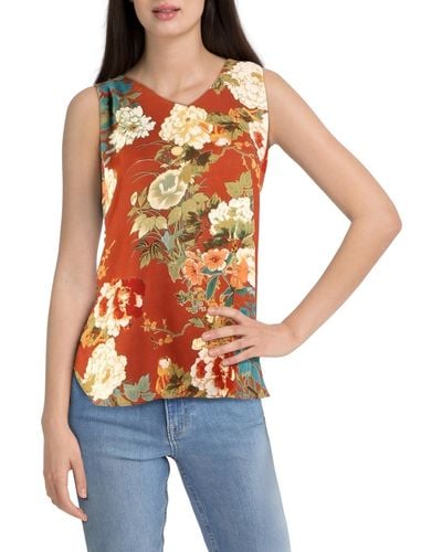 Catherine Malandrino Reversible Print V Neck Camisole Top - Orange