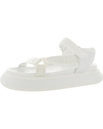 Moncler Catura Leather Open Toe Flatform Sandals - White