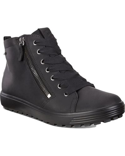 Ecco Soft 7 Tred Leather Winter Sneaker Boots - Black