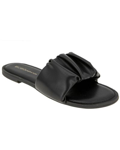 BCBGeneration Emoree Faux Leather Slouchy Slide Sandals - Black