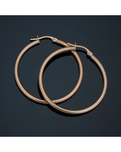 Fremada 10k Rose Polished Hoop Earrings (2x30 Mm) - Metallic
