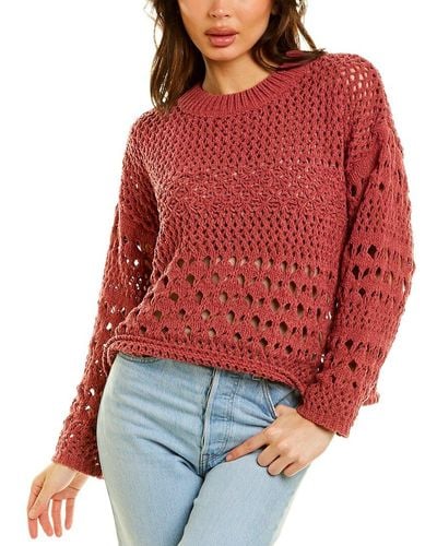 Fate Crochet Chenille Sweater - Red