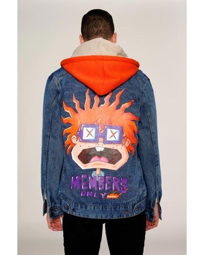 Members Only Chucky Hoodie Trucker Jacket - Blue