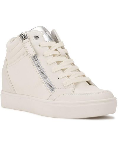 Nine West Tons 3 Faux Leather High Top Casual And Fashion Sneakers - Natural