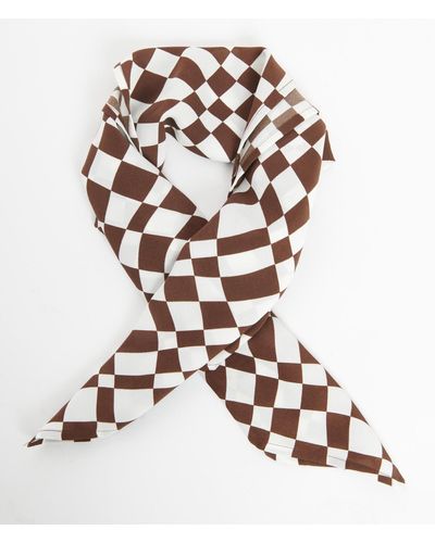 Unique Vintage Distorted Check Hair Scarf - White