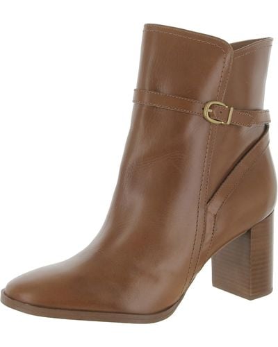 Naturalizer Bexley Leather Heels Ankle Boots - Brown