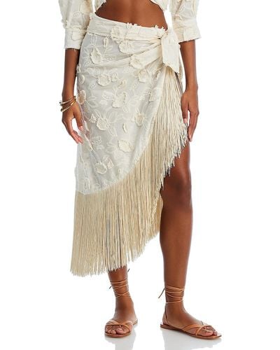Just BEE Queen Fringe Midi Wrap Skirt - White