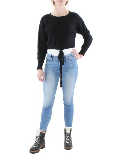 Lucy Paris Cropped Knit Pullover Top - Blue
