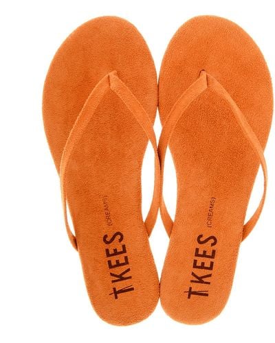 TKEES Suede Leather Thong Sandals - Orange