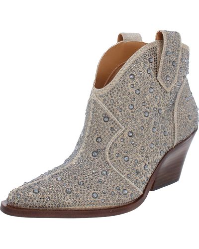 Jessica Simpson Zadie 2 Pull On Pointed Toe Cowboy, Western Boots - Gray