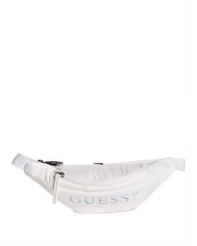 Guess Factory Puffer Iridescent Logo Fanny Pack - White