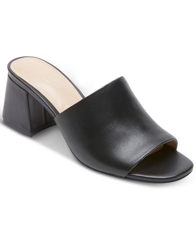 Rockport Farrah Leather Open Toe Mule Sandals - Black