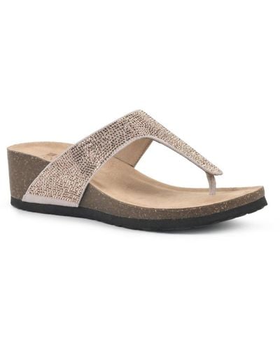 White Mountain Action Shimmer Toe Post Thong Sandals - White