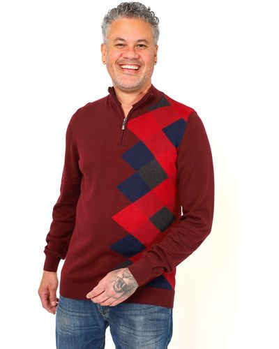 VELLAPAIS Toria Quarter Zip Sweater - Red