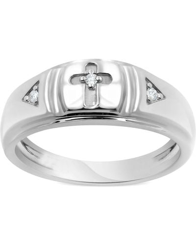 Pompeii3 Diamond Cross Wedding Ring - Metallic
