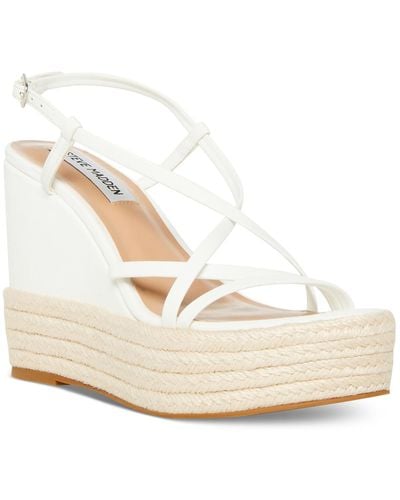 Steve Madden Whitlee Faux Leather Dressy Wedge Sandals - White