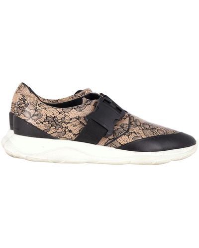 Christopher Kane Lace Pattern Sneakers In Beige Leather - Brown