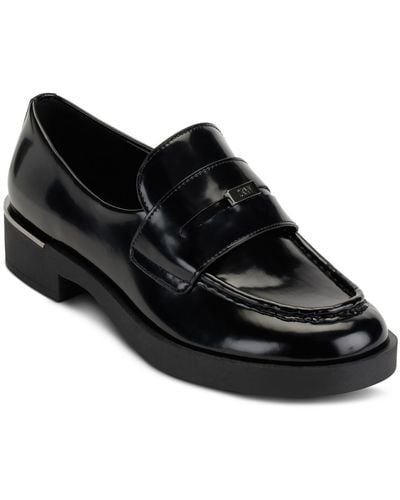DKNY Ivette Comfort Insole Faux Leather Loafers - Black