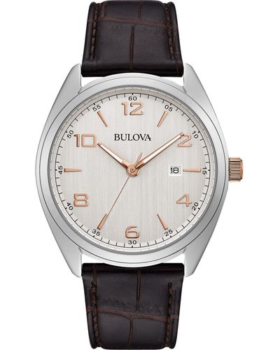 Bulova 42mm Brown Quartz Watch 98b347 - Metallic