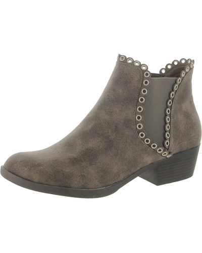Sbicca Marjorie Faux Leather Distressed Booties - Gray