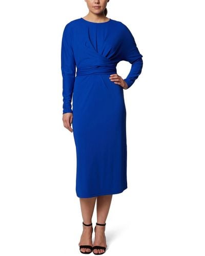 Laundry by Shelli Segal Tie Waist Long Cocktail And Party Dress - Blue