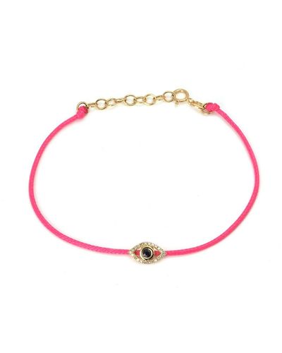 Monary Sapphire And Dia. Eye Bracelet On Cord (14k) - Red