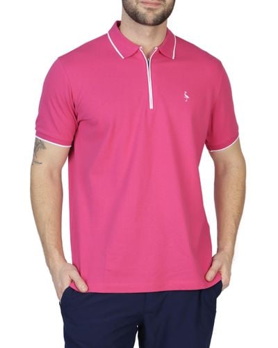 Tailorbyrd Classic Zipper Pique Polo - Pink