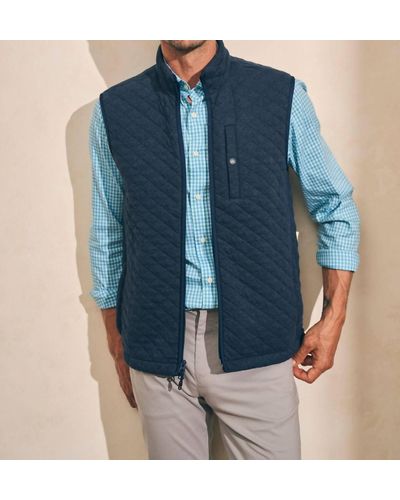 Faherty Epic Quilted Fleece Vest - Blue