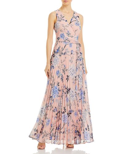 Eliza J Chiffon Floral Maxi Dress - Pink