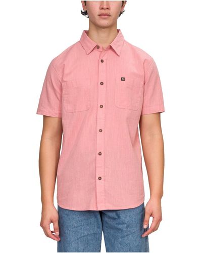 Junk Food Hughes Cotton Short Sleeves Button-down Shirt - Pink