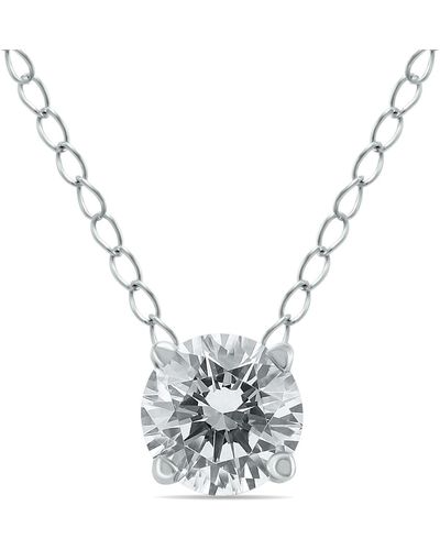 Monary 1/2 Carat Floating Round Diamond Solitaire Necklace - Metallic
