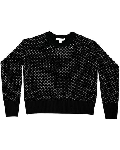 Autumn Cashmere Micro Stud Crewneck Sweater In Black