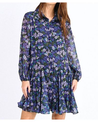 Molly Bracken Floral Print Shirt Dress - Blue