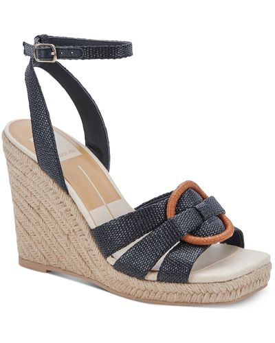 Dolce Vita Maze Woven Ankle Strap Wedge Sandals - Blue