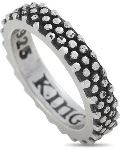King Baby Studio Sterling Silver Thin Industrial Texture Ring - Metallic