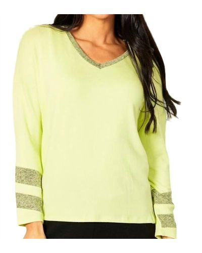 French Kyss Long Sleeve Love V-neck Top - Yellow