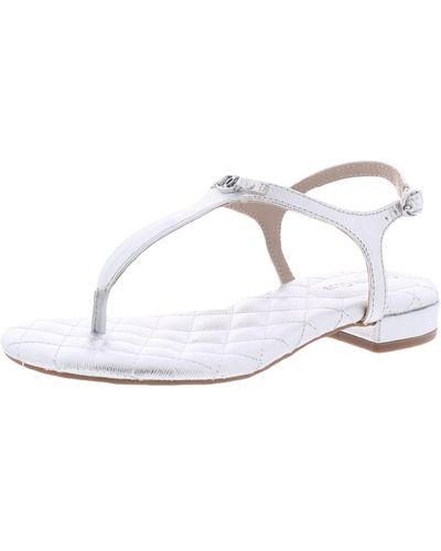 Charter Club Carinna Metallic Quilted T-strap Sandals - White