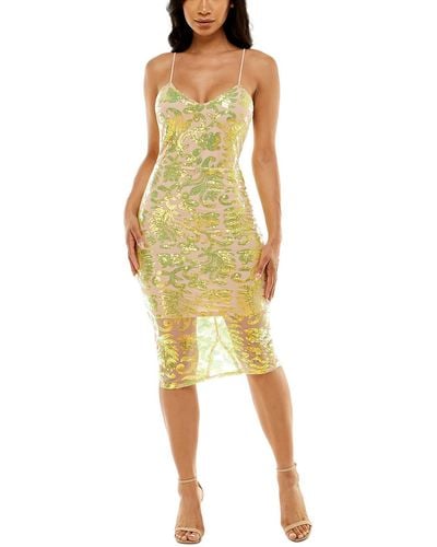 Bebe Fitted Midi Bodycon Dress - Yellow