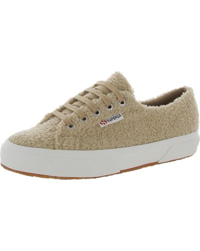 Superga 2750 Faux Shearling Lace-up Casual And Fashion Sneakers - Natural