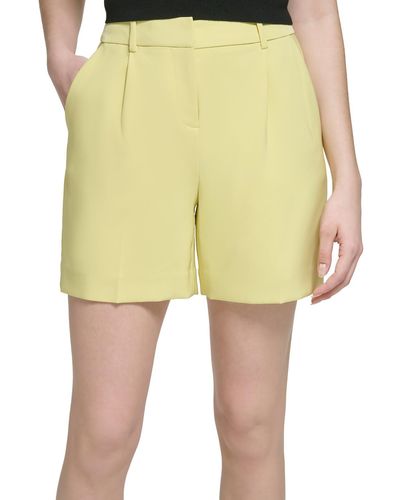 Calvin Klein Pleated Polyester Flat Front - Yellow
