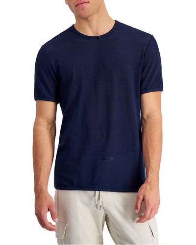 INC Open Knit Mesh T-shirt - Blue