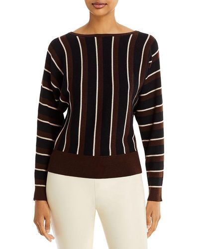 Tahari Striped Dolman Sleeve Pullover Sweater - Black