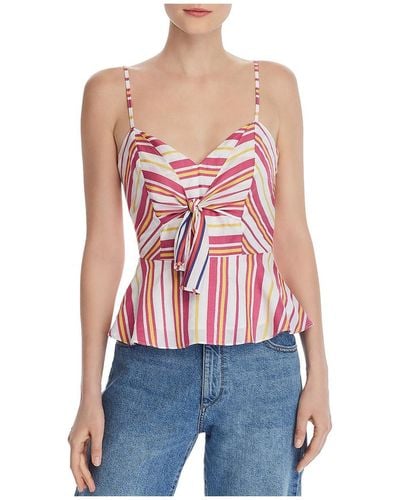 Parker Whitney Striped Tie-front Peplum Top - White