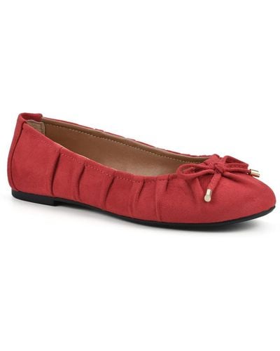 White Mountain Sakari Faux Leather Ballet Loafers - Red
