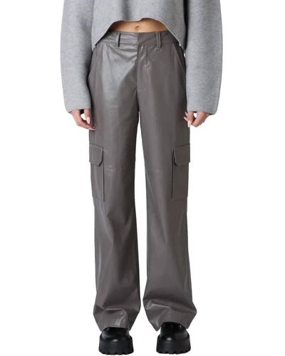 Nia Vegan Leather Cargo Pant - Gray