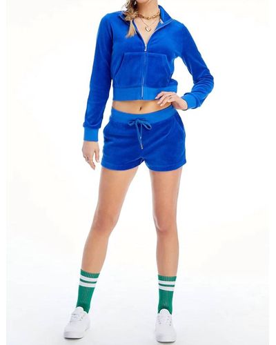 Juicy Couture Classic Velour Shorts In Blue